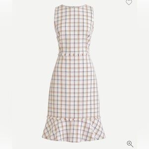 J. Crew Tweed Checkered Dress with Ruffle